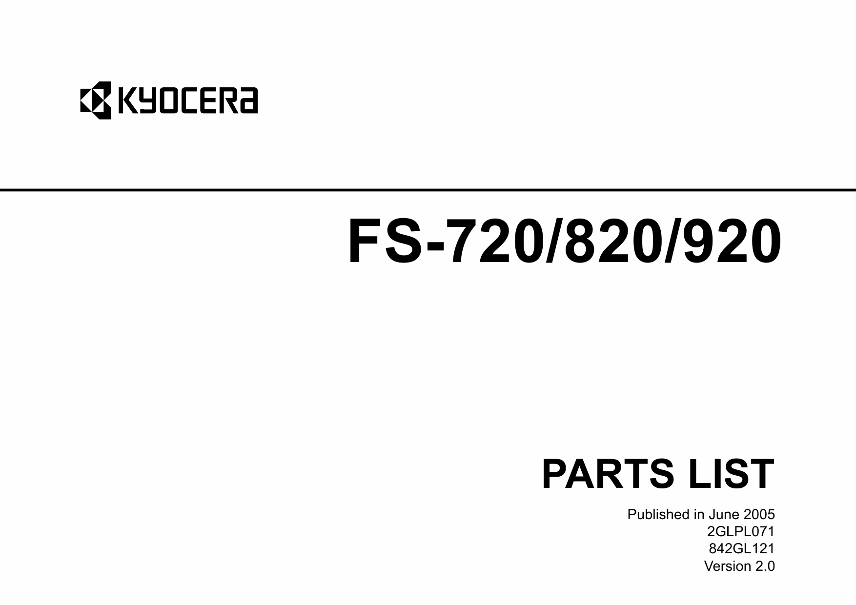 KYOCERA LaserPrinter FS-720 820 920 Parts Manual-1